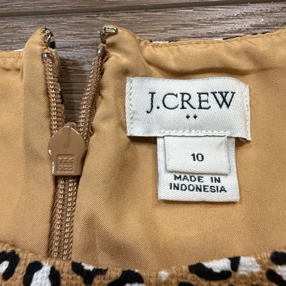 J. Crew Factory Basketweave Sheath Dress, Animal Print Women's Dress, Size 10 - Picture 4 of 14